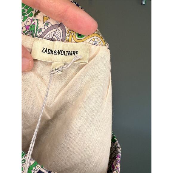 New with tags Zadig & Voltaire Girls Paisley Metallic Layered Skirt Size 6 - Picture 2 of 5